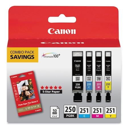Canon Ink Cartridge, Pgi-250 Black, Combo, PK4 6497B004